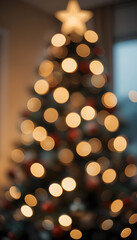 dreamy bokeh christmas tree aglow with twinkling string lights