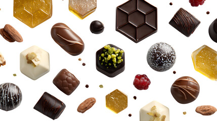Assorted Gourmet Chocolates, isolated on transparent background