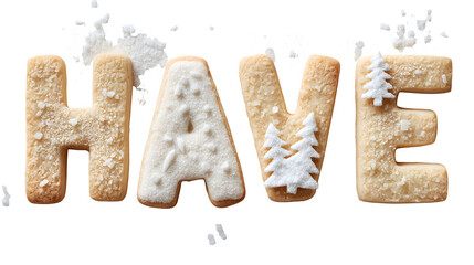 Gingerbread Letters Spelling "HAVE", isolated on transparent background