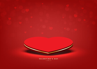 Red Heart Base Design for Valentine's Day Product on Red Background. Vector illustration.