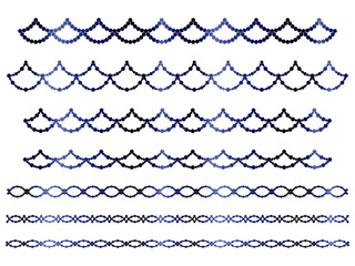 丸、半円ラインうろこ2、14紺