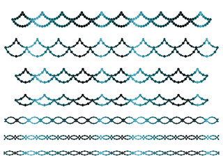 丸、半円ラインうろこ2、16青緑