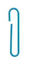 Blue Paperclip on White Background