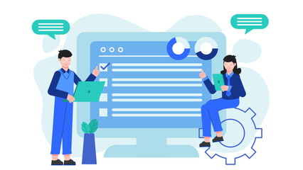 Accessibility Team Testing Website Compliance. Flat Vector Business Illustration