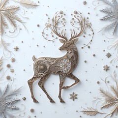 christmas deer on a wooden background