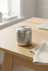 Elegant Art Deco Style Container on a Modern Wooden Desk