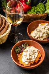 Traditional Potato Pancakes With Creamy Mushroom Sauce