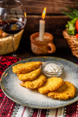 Traditional Potato Pancakes With Sour Cream