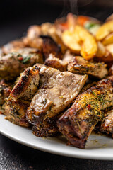Mixed Grilled Meat Platter With Roasted Potatoes