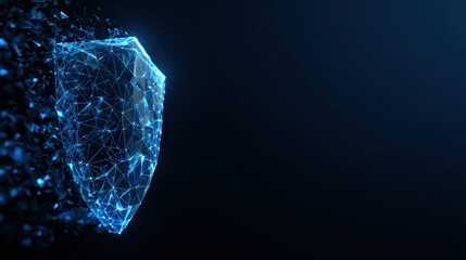 An abstract representation of a digital shield, composed of interconnected glowing particles, symbolizing cybersecurity and data protection. ..Created with Generative AI, not depicting real subjects.