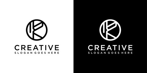 Initial letter K or KK vector logo design template