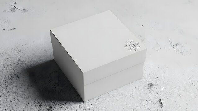 Matte White Gift Box with Debossed Snowflake &mdash; Premium Packaging Mockup