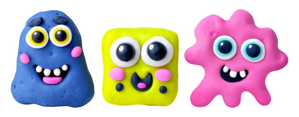 Fototapeta premium Lively 3D Plasticine Characters in Bright Colors Expressing Fun and Playful Emotions