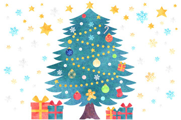 クリスマスイラスト　水彩テクスチャ