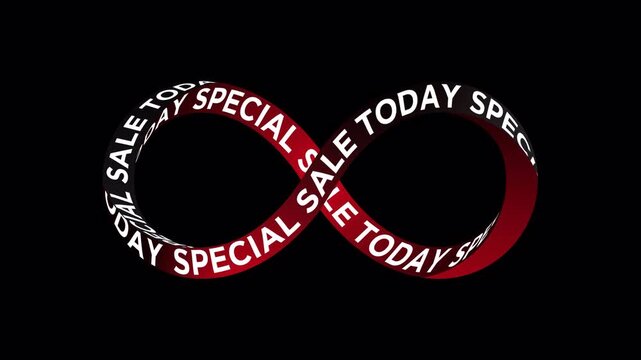Sale today text animation the infinity ribbon scrolling text on 4k video background
