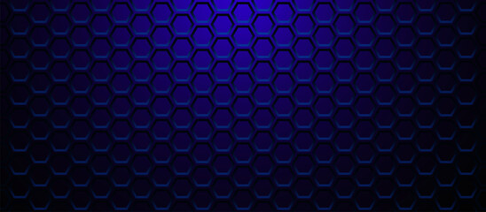 Abstract Futuristic Dark Red Metallic Hexagons Grid with Glowing Red Lights. Gamer Streamer Sci Fi Backdrop Vector Illustration.