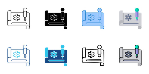 Prototype icons set multiple style vector collection. Editable stroke

