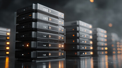 Data Server Stacked in the server room