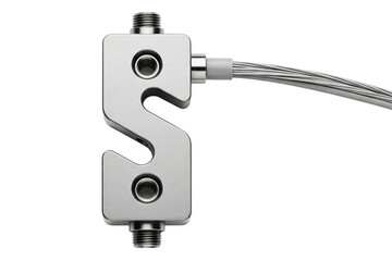 Industrial tension force sensor with connection cable isolated with transparent background