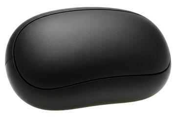 Modern black wireless computer mouse with matte finish isolated with transparent background