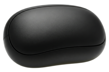 Modern black wireless computer mouse with matte finish isolated with transparent background