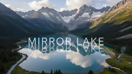 Serene Mirror Lake Surrounded by Mountains Landscape.