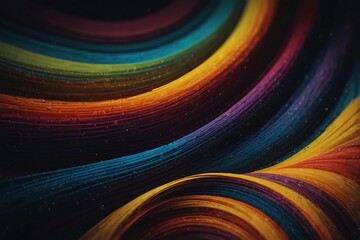 A wavy texture made of various colors flows smoothly across a dark surface. The lines twist and turn, creating an abstract design that captures attention.