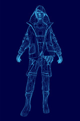 A determined man in a blue hoodie contour stands ready against a dark background, evoking a focused and resilient attitude.