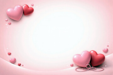 Romantic hearts on a pink background