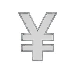 Obraz premium Silver Yen Symbol With Chrome Beveled Edges On A Black Background Shiny Metallic Currency Sign Isolated On Transparent Background