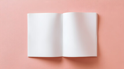 Blank Canvas on Blush: An open notebook with crisp pages rests on a blush-colored backdrop, creating a sense of simplicity, potential, and creative possibilities.