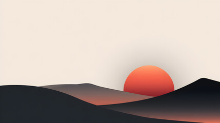 Golden Sunset Over Hills: An abstract view features the radiant sun setting behind serene, gently rolling hills. It is a stunning visual.