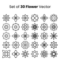 Set of 30 Flower Vector.Basic Flower Line Art Vector. Outline Flower Vector. High Quality Vector Illustration