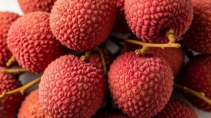 Ripe Lychee Cluster with Textured Skin