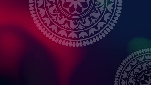 Intricate mandala animation video, circle decoration ornament Decorative Elegant mandala copy space loop Animation video, Rotating Indian mandala video