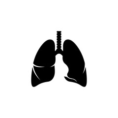 Black silhouette of human lungs with trachea on for medical concepts