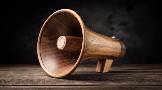Megaphone with speech bubble against a simple background, designed for public awareness campaigns and NGO communications, emphasizing policy announcements.