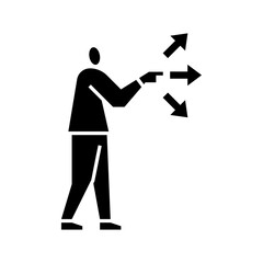 a man make a choice glyph icon. choice illustration. © Izwarm