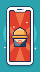 Food delivery or restaurant app interface on smartphone with cloche icon