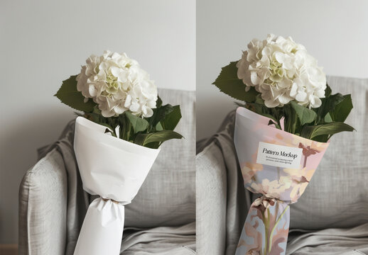 Elegant Floral Bouquet Mockup PSD