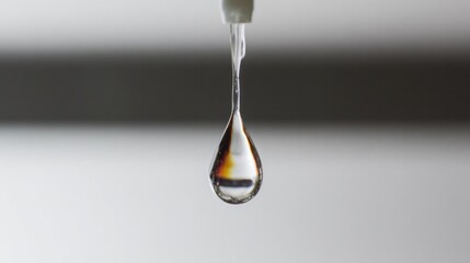Macro shot of a water droplet changing from cloudy to clear, with intricate detail on a simple background. STEM education posters, laboratory safety guides, designed for biotech communication.