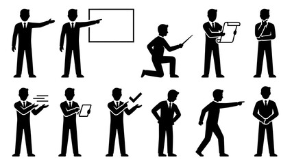 Obraz premium Business Professionals Shaking Hands and Networking in Office Vector Silhouettes