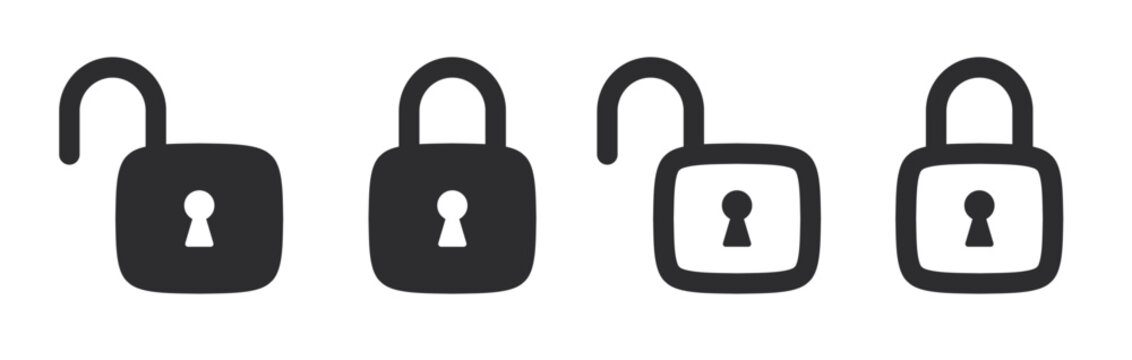 Open and closed locks icons. Padlocks icons. Security symbol icons. Vector scalable graphics