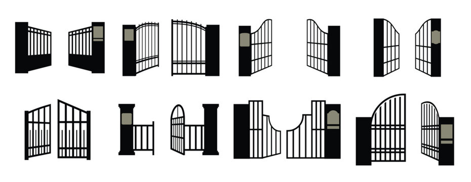 open gate icons vector