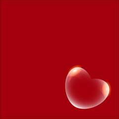 Red heart on dark red velvet texture background with copy space