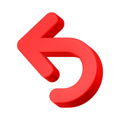 arrow back 3d rendering icon red color