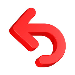 arrow back 3d rendering icon red color