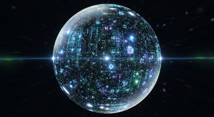 Obraz premium Rotating sphere filled with data points