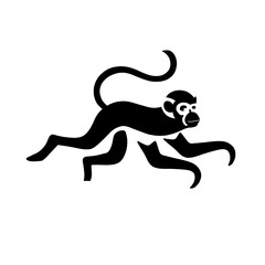 Obraz premium Illustration of black silhouette of a monkey walking, stylized animal icon
