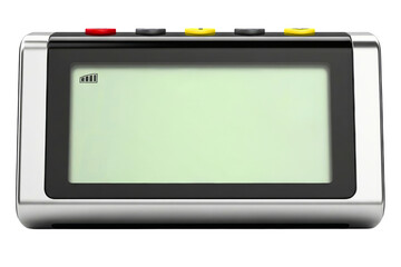 Vintage electronic pager device with blank green screen on a transparent background